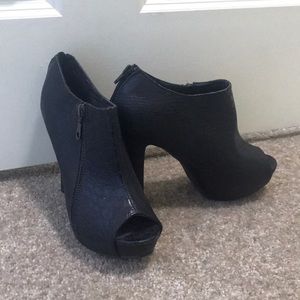 Size 6.5 open toe black bootie heel